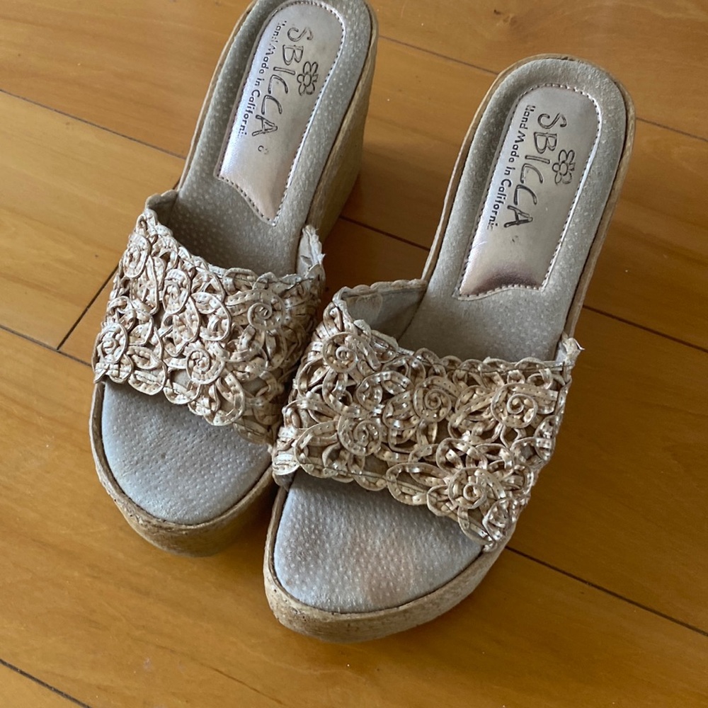 COPY - Sbicca wedges blush color. Nominal wear